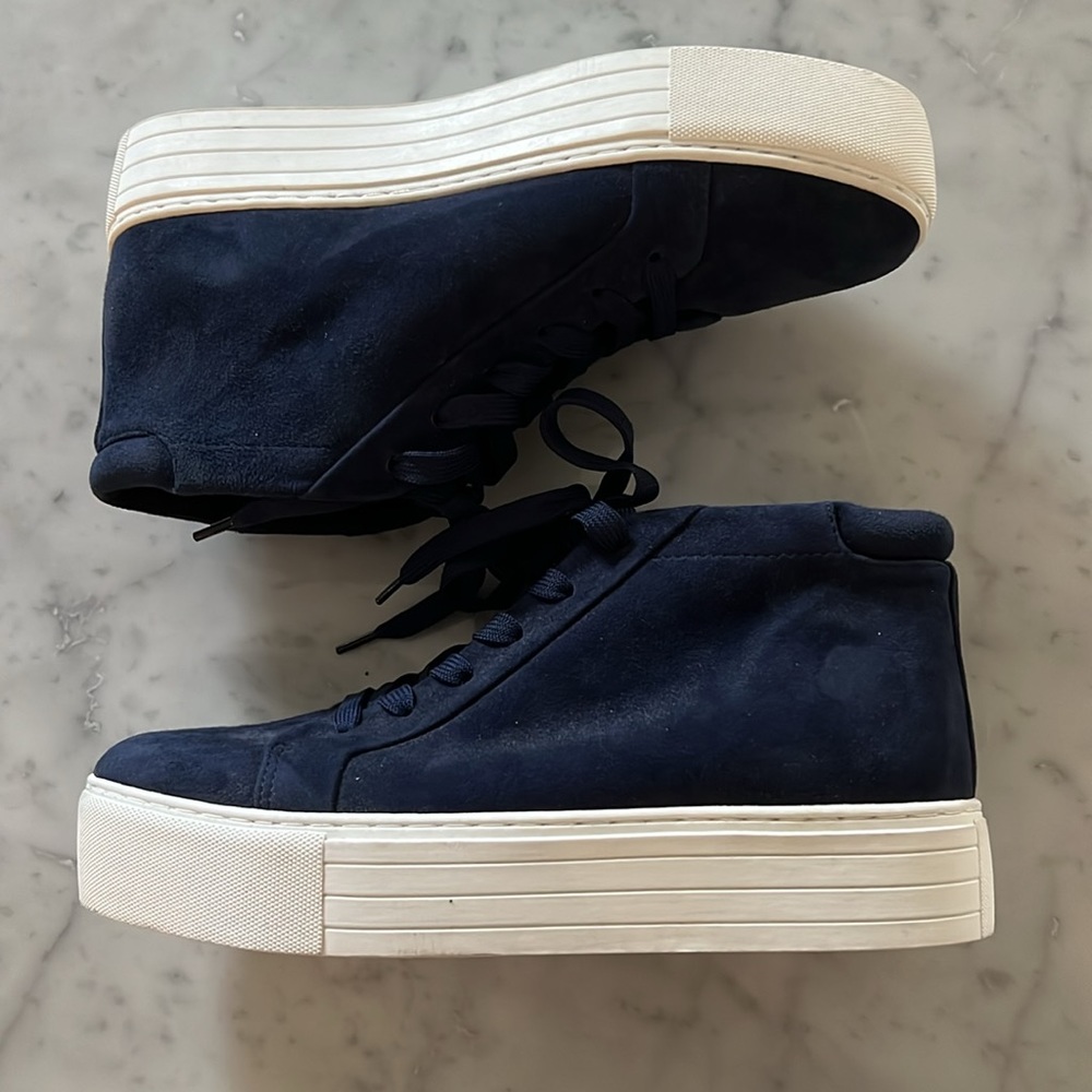 Kenneth Cole Aditi Blue Suede High Top Platform Sneaker Women Size 8.5 - Picture 3 of 10